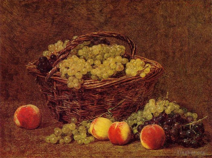 Henri Fantin-Latour Ölgemälde - Korb mit weißen Trauben und Pfirsichen