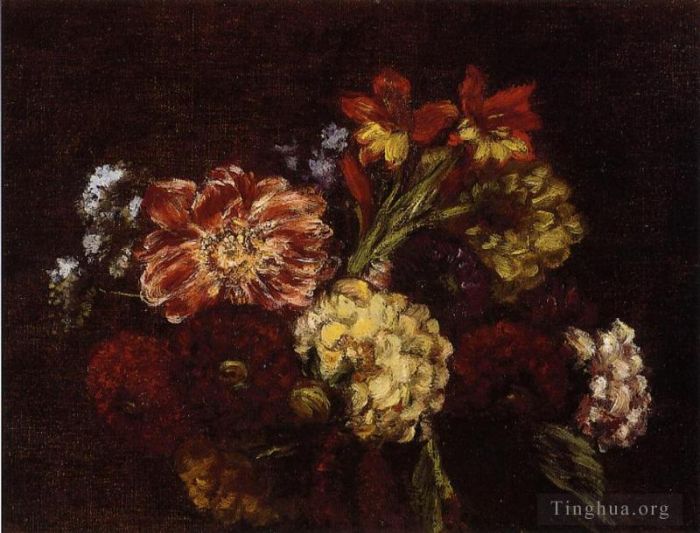 Henri Fantin-Latour Ölgemälde - Blumen Dahlien und Gladiolen