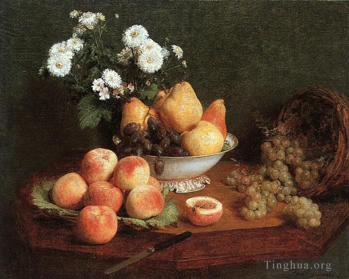 Henri Fantin-Latour Ölgemälde - Blumenfrucht auf einem Tisch 1865