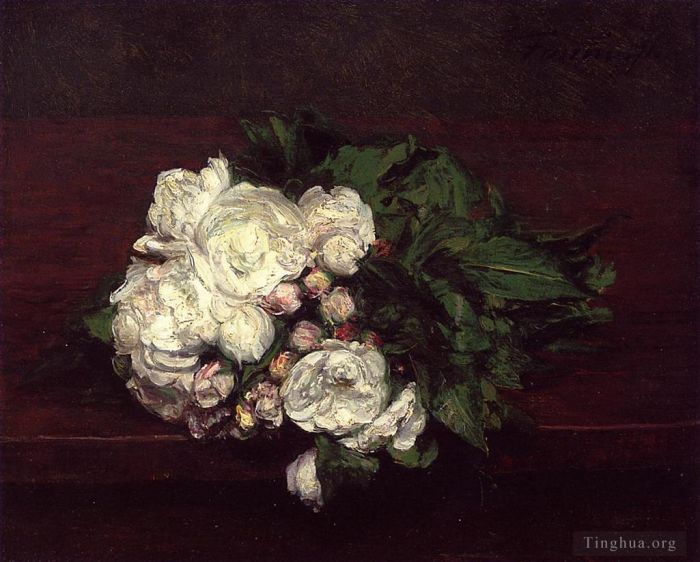 Henri Fantin-Latour Ölgemälde - Blumen Weiße Rosen