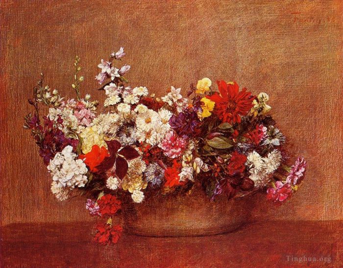 Henri Fantin-Latour Ölgemälde - Blumen in einer Schüssel