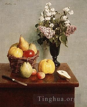 Henri Fantin-Latour Ölgemälde - Stillleben mit Blumen und Früchten 1866