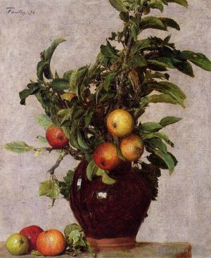 Henri Fantin-Latour Werk - Vase mit Äpfeln und Blattwerk