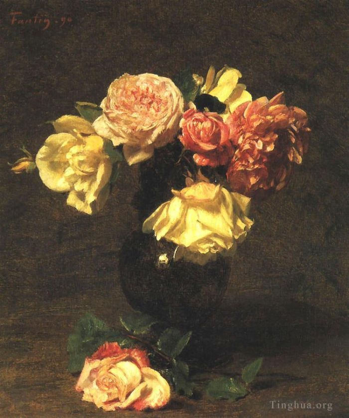 Henri Fantin-Latour Ölgemälde - Weiße und rosa Rosen
