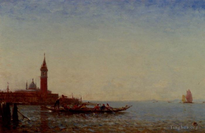 Félix Ziem Ölgemälde - Gondole Devant St. Giorgio Venedig