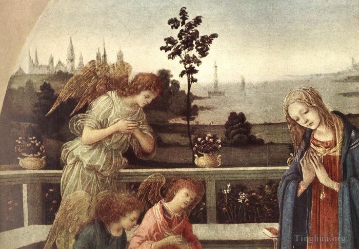 Filippino Lippi Ölgemälde - Anbetung des Kindes 1480detail1