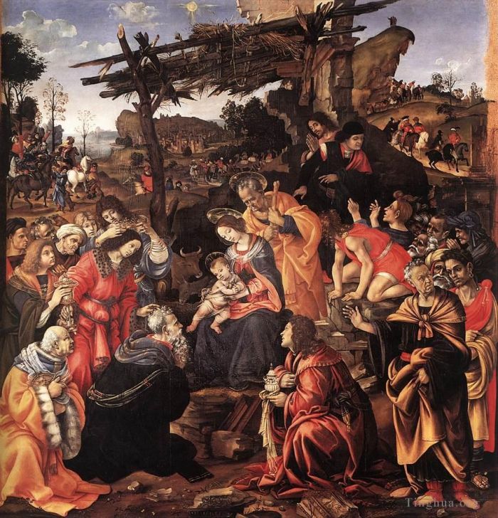 Filippino Lippi Ölgemälde - Anbetung der Heiligen Drei Könige 1496