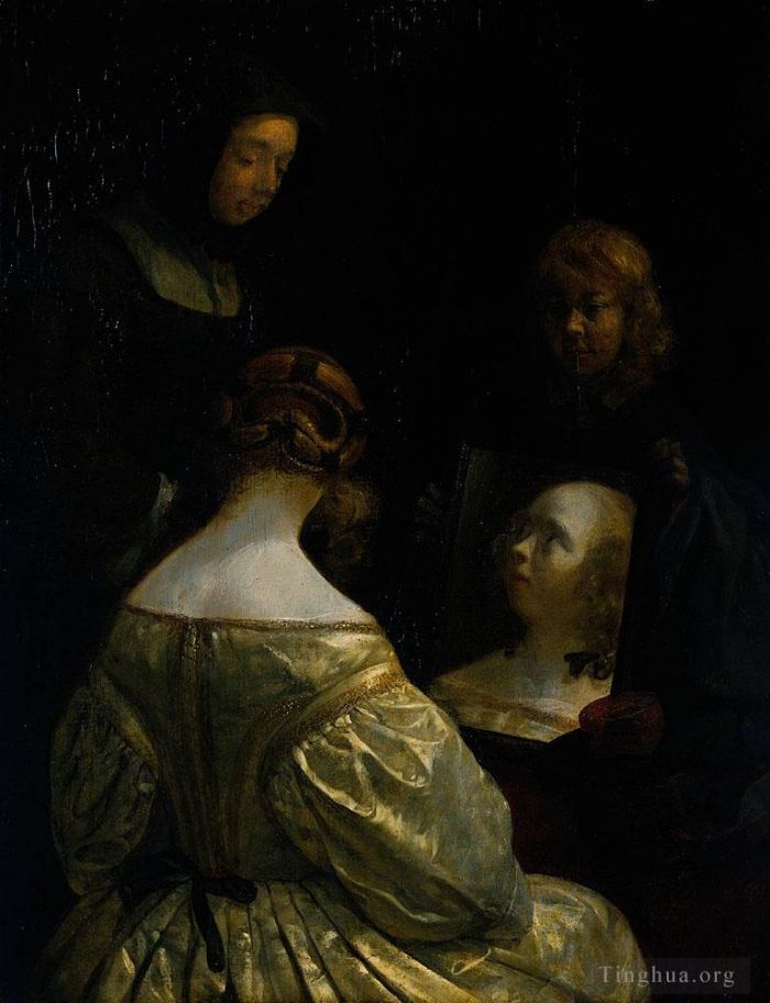 Filippino Lippi Ölgemälde - Borch II Gerard ter Frau vor einem Spiegel