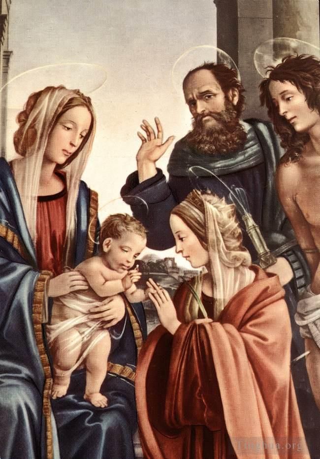 Filippino Lippi Ölgemälde - Die Hochzeit der Heiligen Katharina 1501detail1