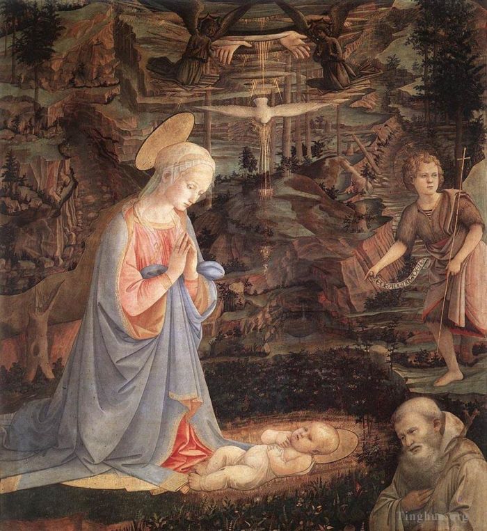 Fra Filippo Lippi Andere Malerei - Anbetung des Kindes mit Heiligen 1463