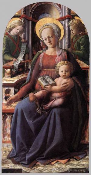 Fra Filippo Lippi Werk - Thronende Madonna mit Kind und zwei Engeln