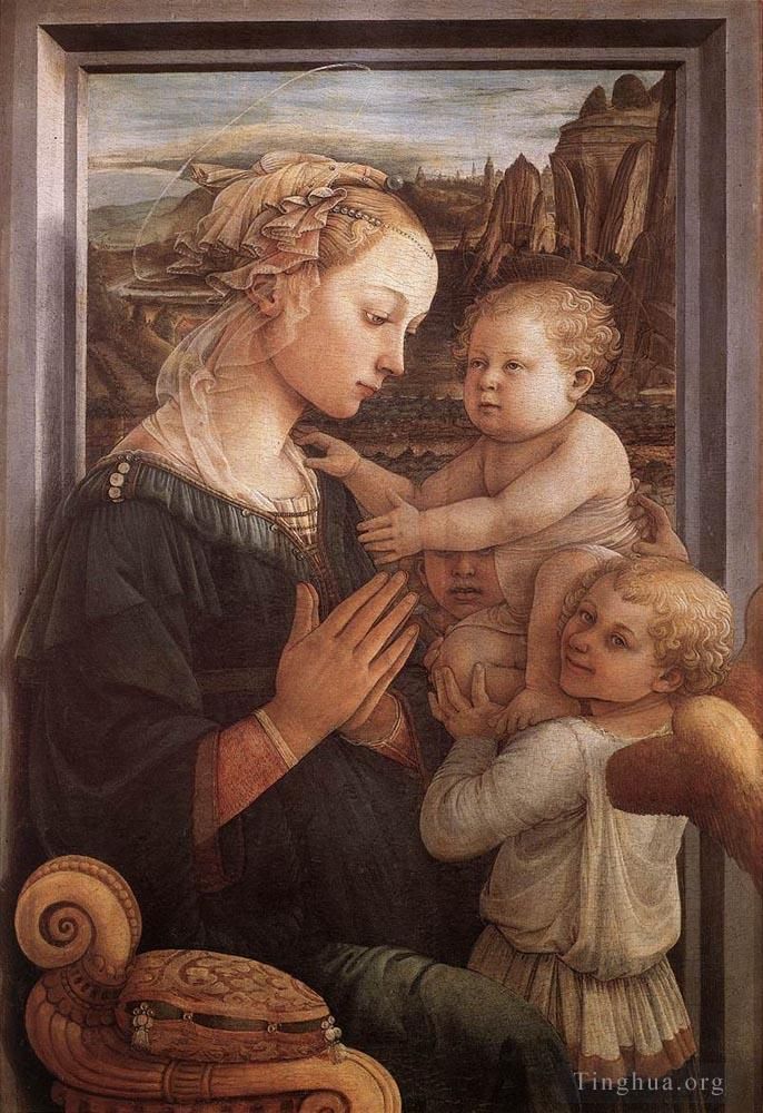 Fra Filippo Lippi Andere Malerei - Madonna mit Kind und zwei Engeln 1465