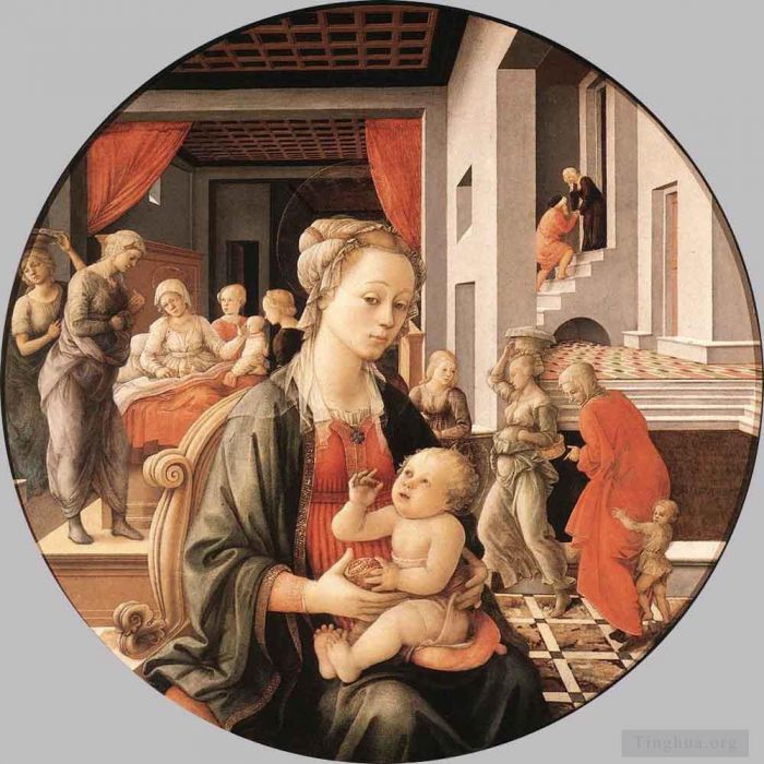 Fra Filippo Lippi Andere Malerei - Jungfrau mit Kind und Szenen aus dem Leben der Heiligen Anna