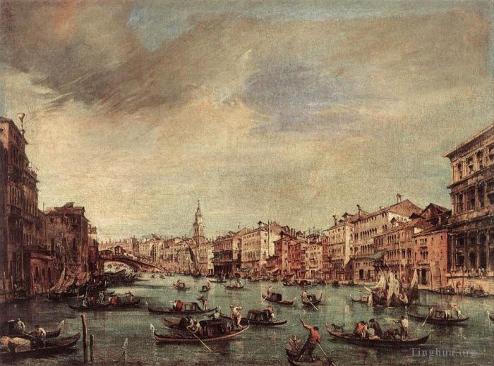 Francesco Guardi Ölgemälde - Der Canal Grande mit Blick auf die Rialtobrücke