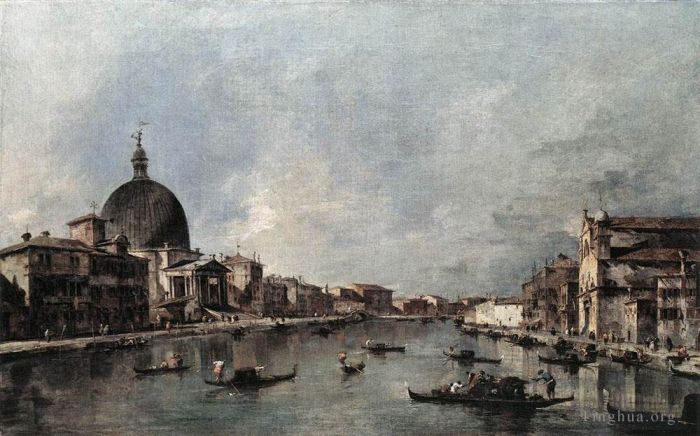 Francesco Guardi Ölgemälde - Der Canal Grande mit San Simeone Piccolo und Santa Lucia