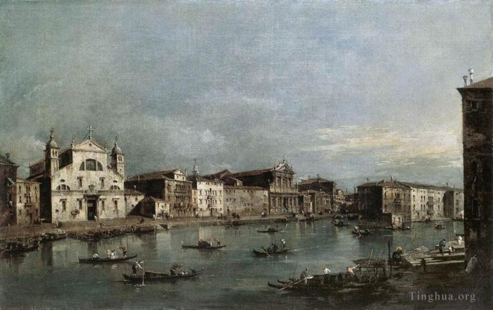 Francesco Guardi Ölgemälde - Der Canal Grande mit Santa Lucia und den Scalzi