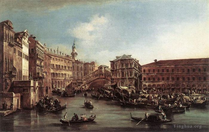 Francesco Guardi Ölgemälde - Die Rialtobrücke mit dem Palazzo dei Camerlenghi