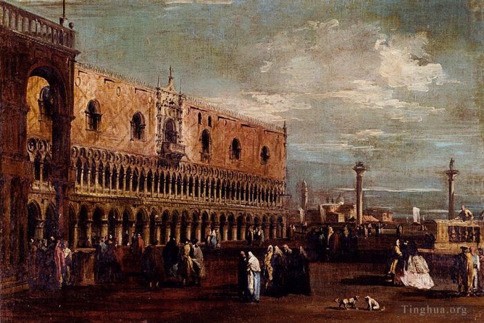 Francesco Guardi Ölgemälde - Venedig Ein Blick auf die Piazzetta mit Blick nach Süden mit dem Palazzo Ducale