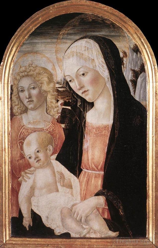 Francesco di Giorgio Andere Malerei - Madonna und Kind mit einem Engel