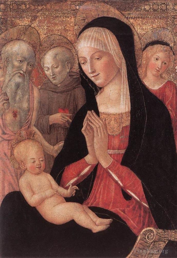 Francesco di Giorgio Andere Malerei - Madonna und Kind mit Heiligen und Engeln