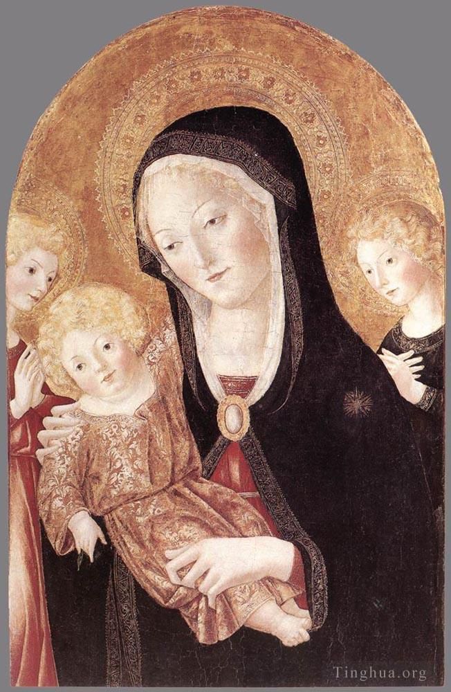 Francesco di Giorgio Andere Malerei - Madonna und Kind mit zwei Engeln