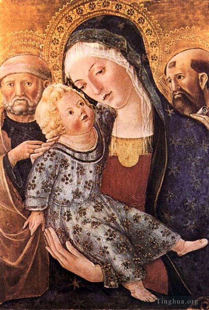 Francesco di Giorgio Andere Malerei - Madonna mit Kind und zwei Heiligen