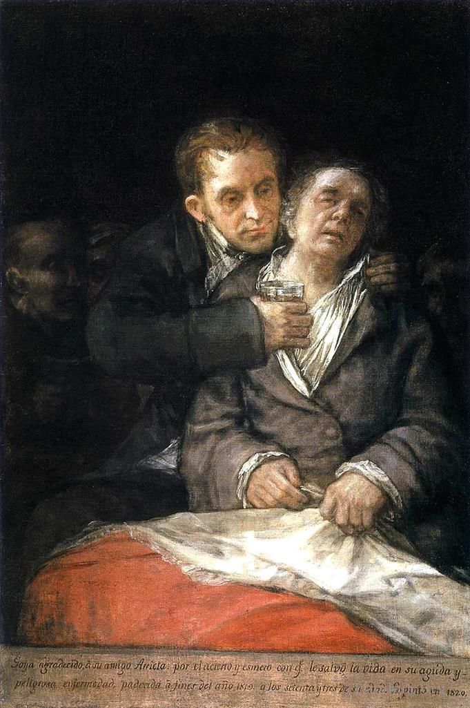 Francisco Goya Ölgemälde - Goya wird von Doktor Arrieta betreut