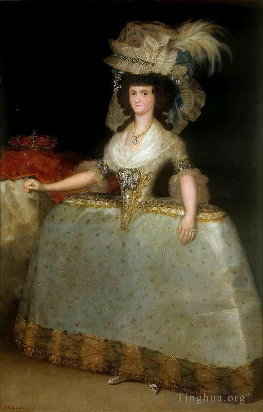 Francisco Goya Ölgemälde - Maria Luisa aus Parma trägt Packtaschen