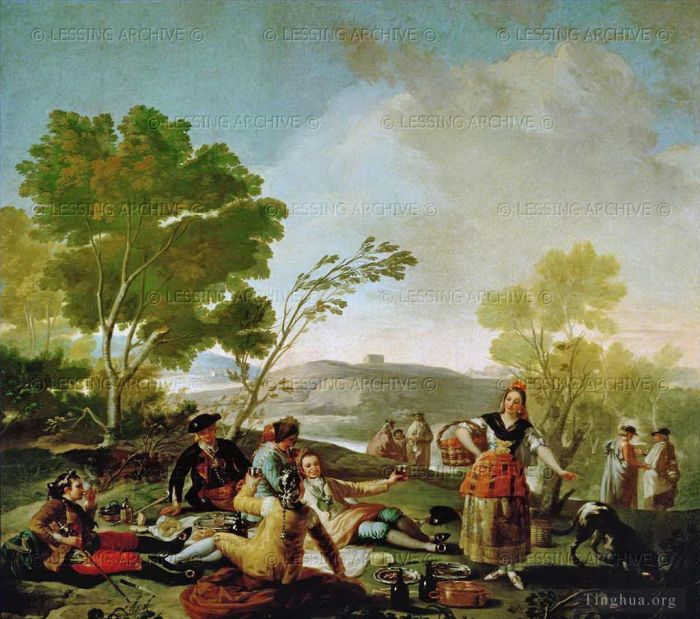 Francisco Goya Ölgemälde - Picknick am Ufer des Manzanares