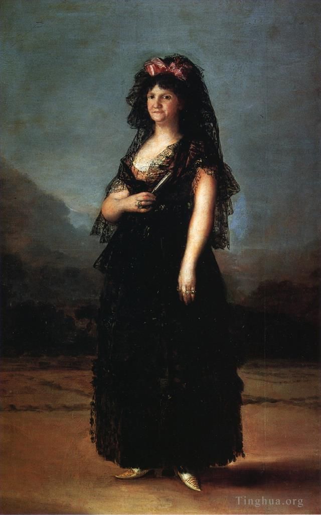 Francisco Goya Ölgemälde - Königin Maria Luisa trägt eine Mantilla