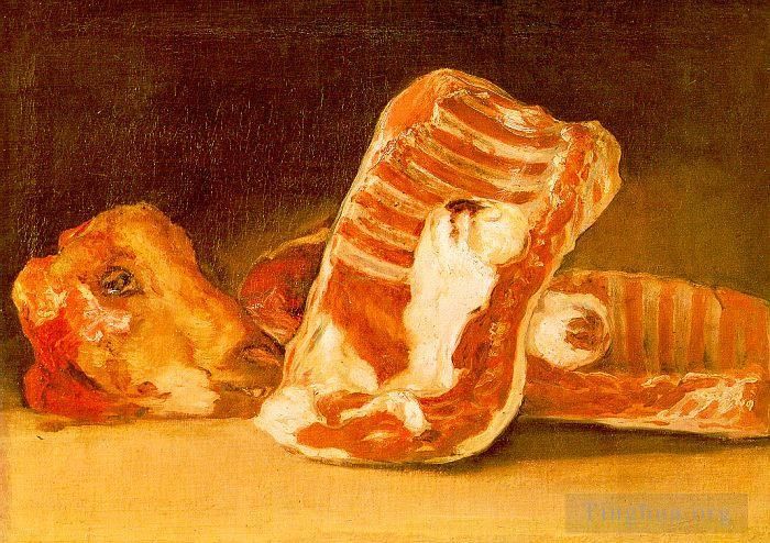 Francisco Goya Ölgemälde - Stillleben mit Schafskopf