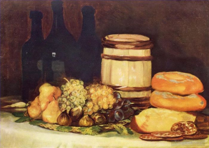 Francisco Goya Ölgemälde - Stillleben mit Obstflaschenbroten