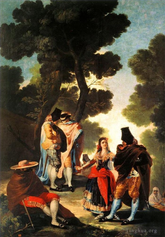 Francisco Goya Ölgemälde - Die Maja und die maskierten Männer