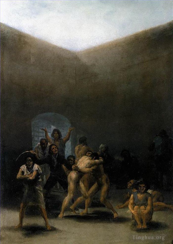 Francisco Goya Ölgemälde - Der Hof eines Irrenhauses