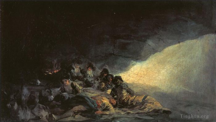Francisco Goya Ölgemälde - Vagabunden ruhen in einer Höhle