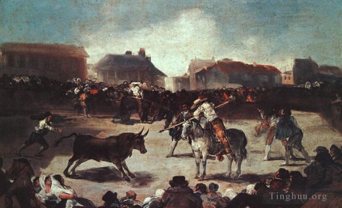 Francisco Goya Ölgemälde - Stierkampf im Dorf