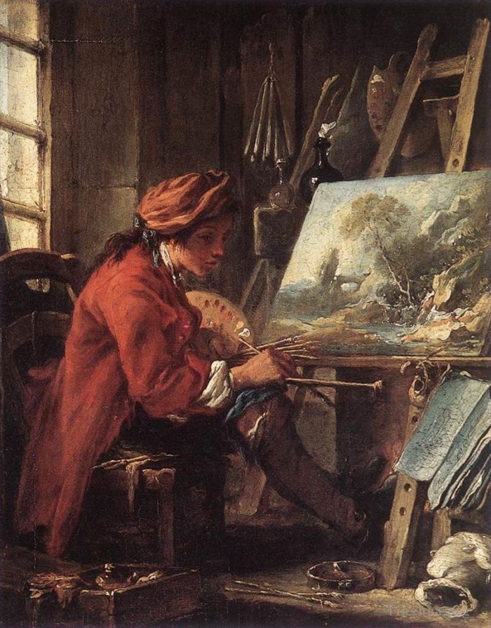 Francois Boucher Ölgemälde - Der Maler in seinem Atelier