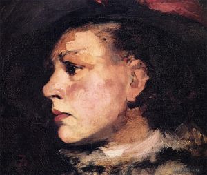Frank Duveneck Werk - Profil eines Mädchens mit Hut