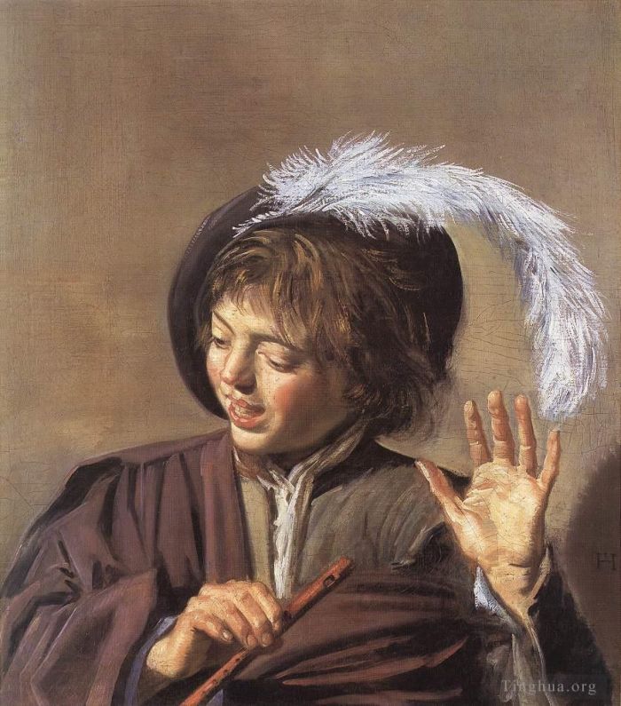 Frans Hals Ölgemälde - Singender Junge mit Flöte