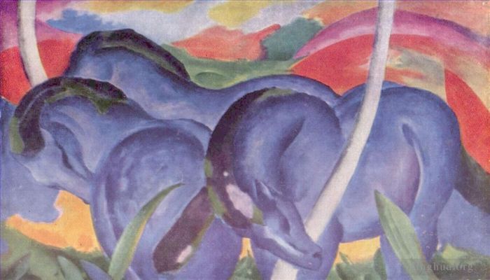 Franz Marc Ölgemälde - Diegrobenblauen Pferde