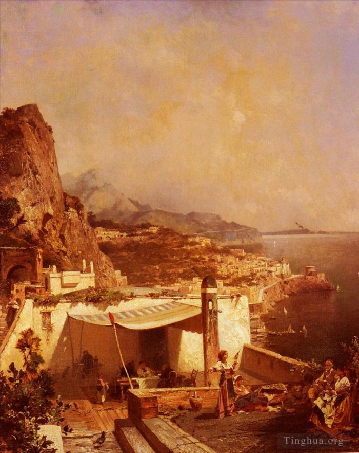 Franz Richard Unterberger Ölgemälde - Amalfi Golfe De Salerne