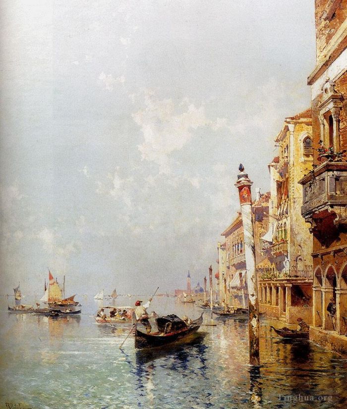 Franz Richard Unterberger Ölgemälde - Canale Della Giudecca Venedig Venedig
