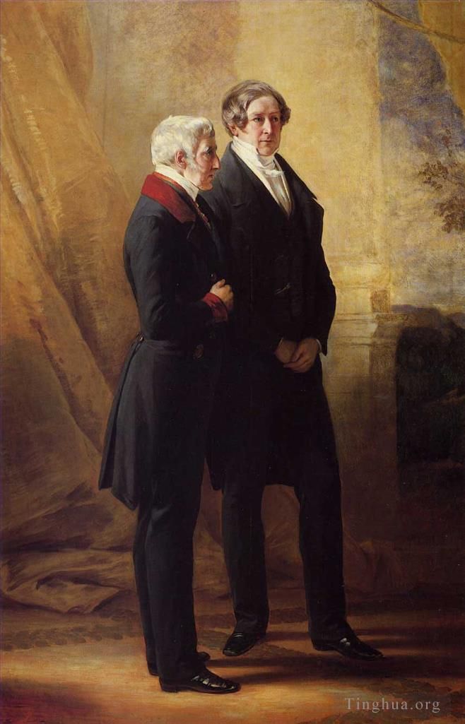 Franz Xaver Winterhalter Ölgemälde - Arthur Wellesley 1. Herzog von Wellington mit Sir Robert Peel