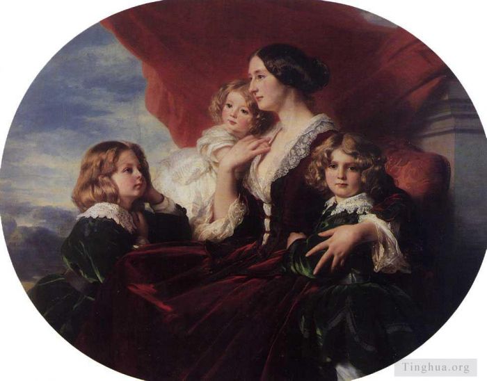 Franz Xaver Winterhalter Ölgemälde - Elzbieta Branicka Gräfin Krasinka und ihre Kinder