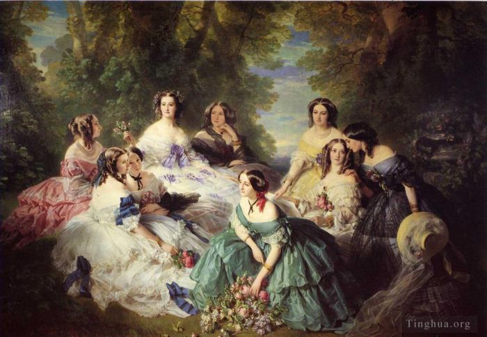 Franz Xaver Winterhalter Ölgemälde - Die Kaiserin Eugenie, umgeben von ihren wartenden Damen