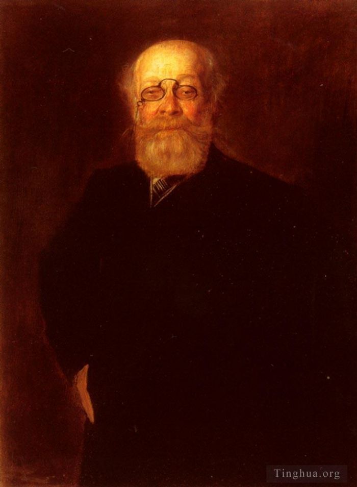 Franz von Lenbach Ölgemälde - Porträt eines bärtigen Herrn mit Zange