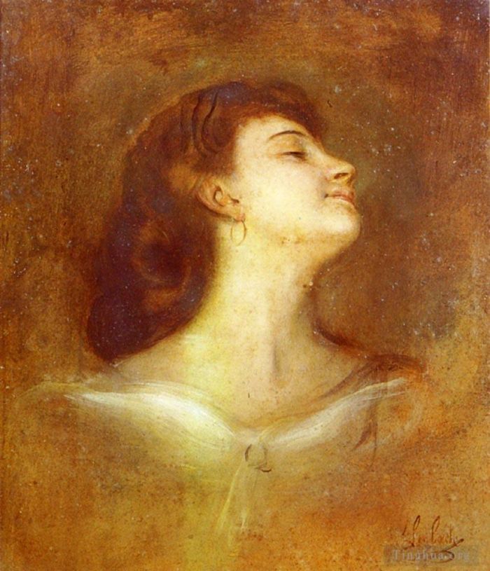 Franz von Lenbach Ölgemälde - Porträt einer Dame im Profil