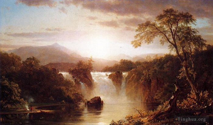 Frederic Edwin Church Ölgemälde - Landschaft mit Wasserfall