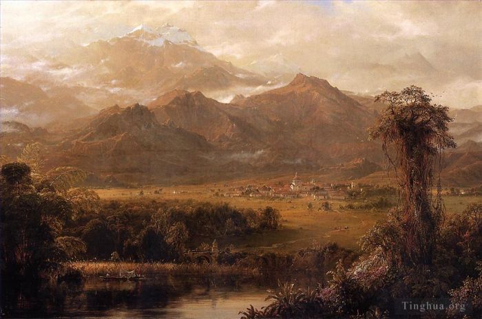 Frederic Edwin Church Ölgemälde - Berge von Ecuador, auch bekannt als „Tropischer Morgen“.