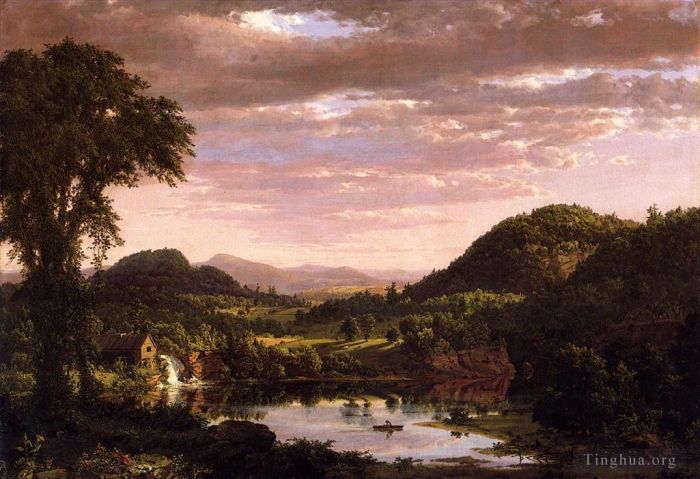 Frederic Edwin Church Ölgemälde - Neuengland-Landschaft, auch bekannt als „Abend nach einem Sturm“.